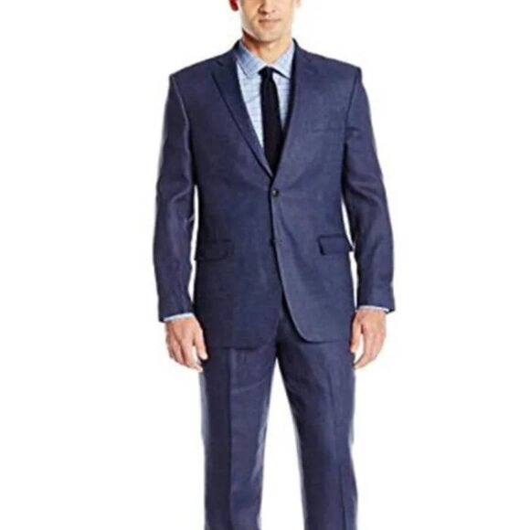 Linen Suit - Mens Summer Suits Blue Color - Beach Wedding - Picture 1 of 6
